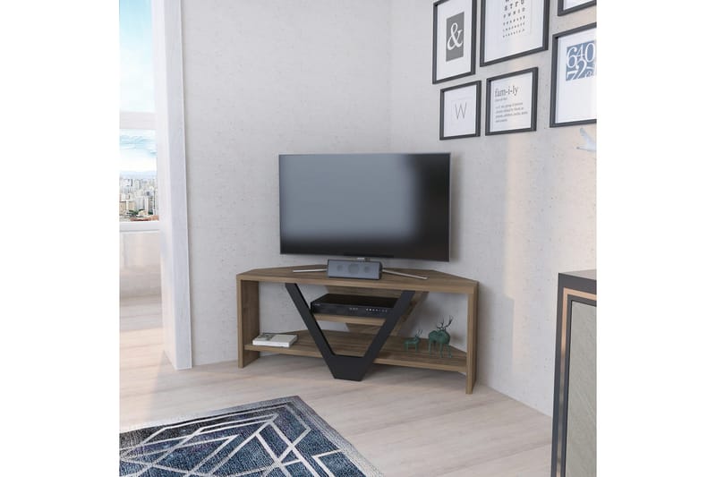 Rinorea Gulvstående TV-benk 90 cm med Oppbevaring i Mørkt Tre - Brun - Møbler - Mediamøbel & tv møbel - TV-benk & mediabenk