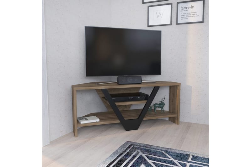 Rinorea Gulvstående TV-benk 90 cm med Oppbevaring i Mørkt Tre - Brun - Møbler - Mediamøbel & tv møbel - TV-benk & mediabenk