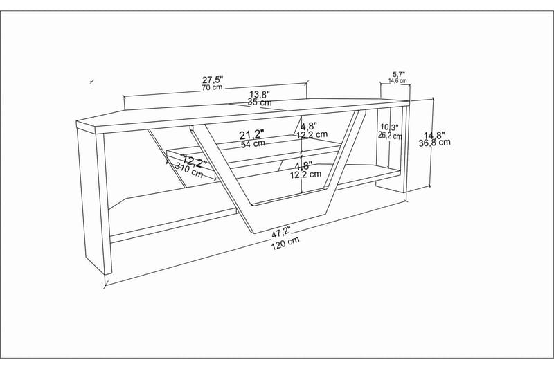 Rinorea Tv-benk 120x36,8 cm - Hvit - Møbler - Mediamøbel & tv møbel - TV-benk & mediabenk