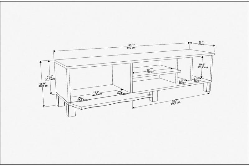 Rinorea Tv-benk 140x40,3 cm - Brun - Møbler - Mediamøbel & tv møbel - TV-benk & mediabenk