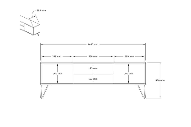 Rinorea Tv-benk 140x50 cm - Hvit - TV-benk & mediabenk