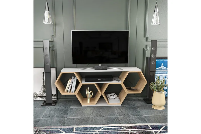 Rinorea Tv-benk 140x55,5 cm - Hvit - Møbler - Mediamøbel & tv møbel - TV-benk & mediabenk