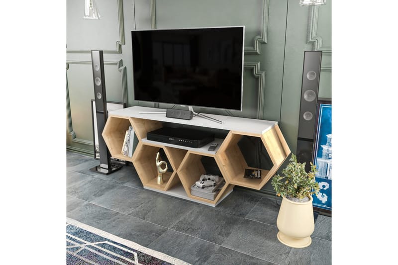 Rinorea Tv-benk 140x55,5 cm - Hvit - Møbler - Mediamøbel & tv møbel - TV-benk & mediabenk