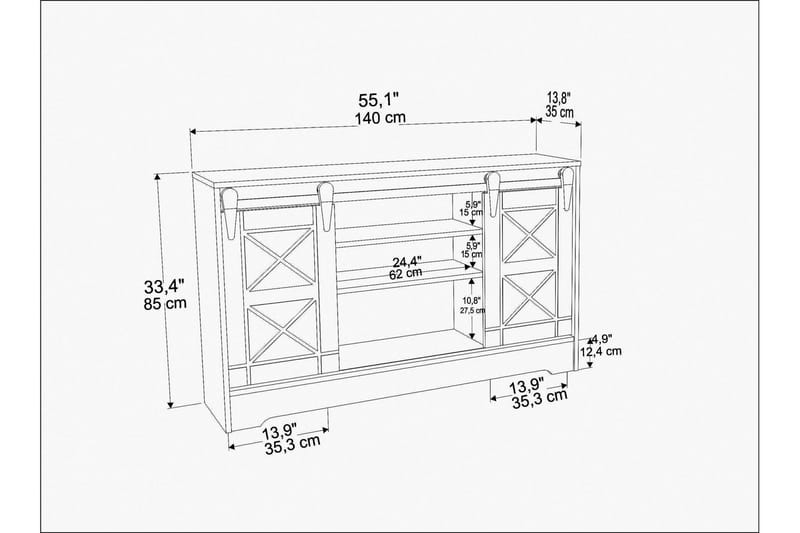 Rinorea Tv-benk 140x85 cm - Blå - Møbler - Mediamøbel & tv møbel - TV-benk & mediabenk