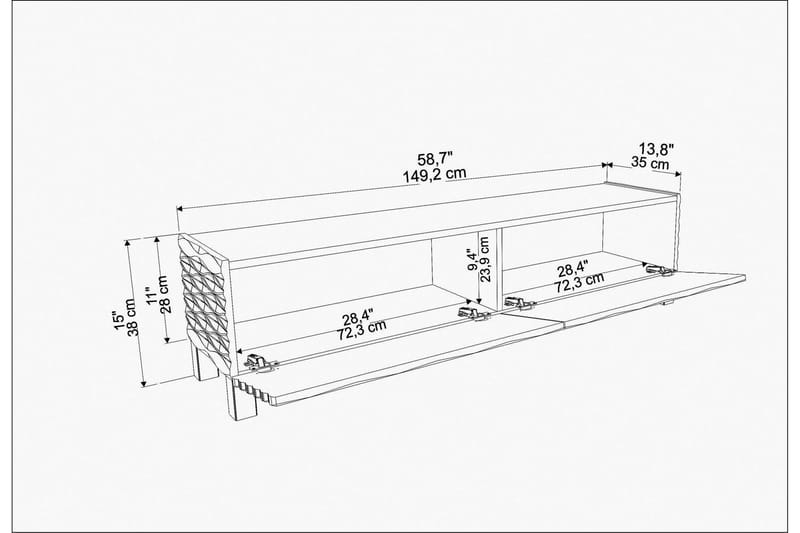 Rinorea Tv-benk 149,2x38 cm - Hvit - TV-benk & mediabenk