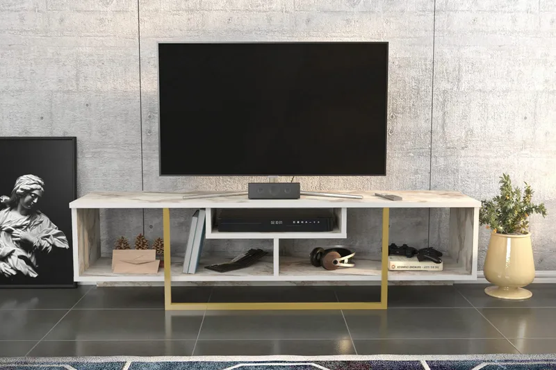 Rinorea Tv-benk 150x40 cm - Guld - Møbler - Mediamøbel & tv møbel - TV-benk & mediabenk