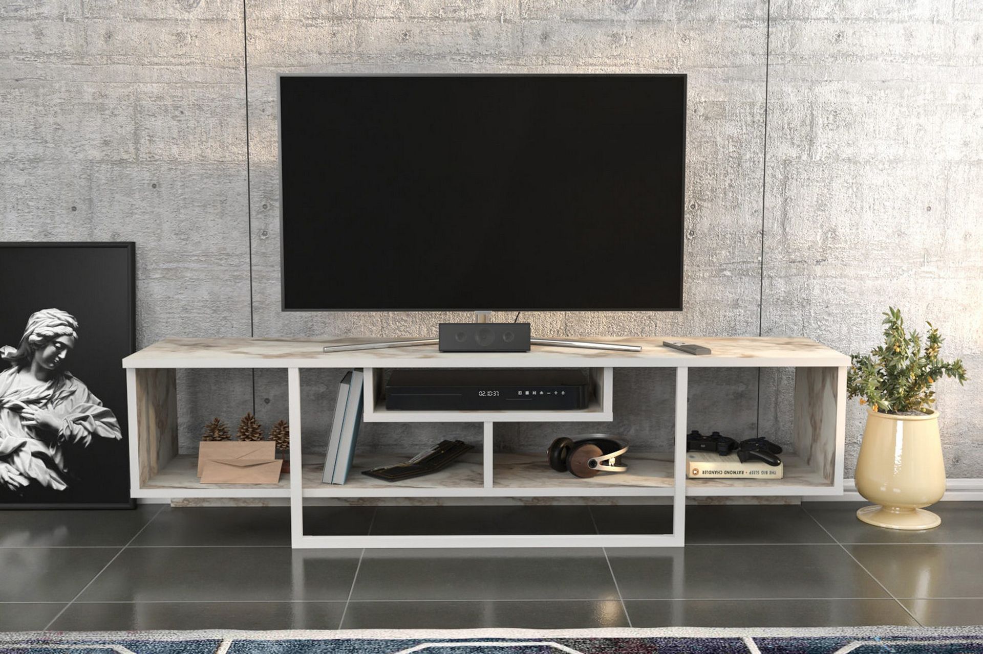 Rinorea Tv-benk 150x40 cm - Hvit - Møbler - Mediamøbel & tv møbel - TV-benk & mediabenk