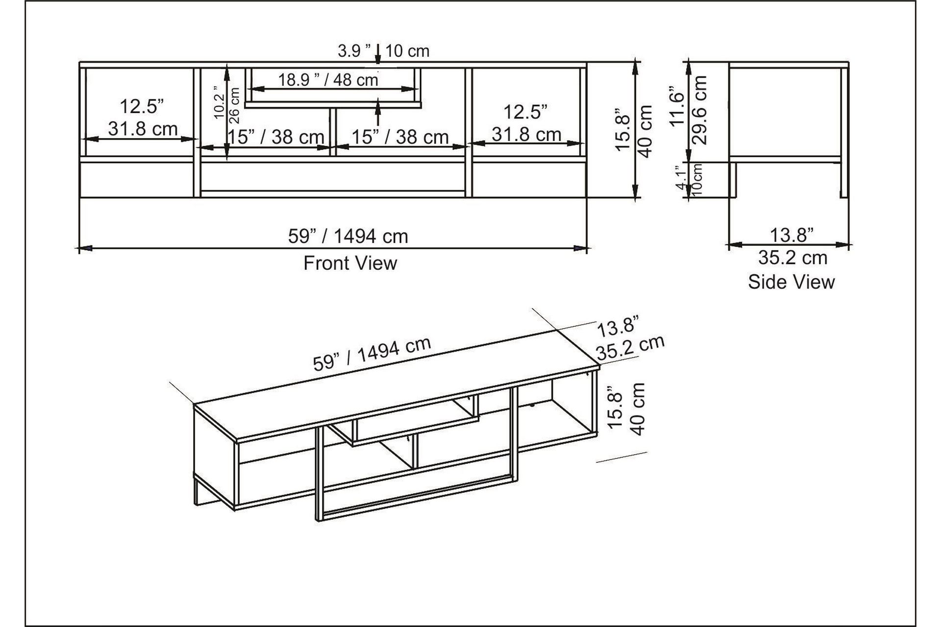 Rinorea Tv-benk 150x40 cm - Hvit - Møbler - Mediamøbel & tv møbel - TV-benk & mediabenk