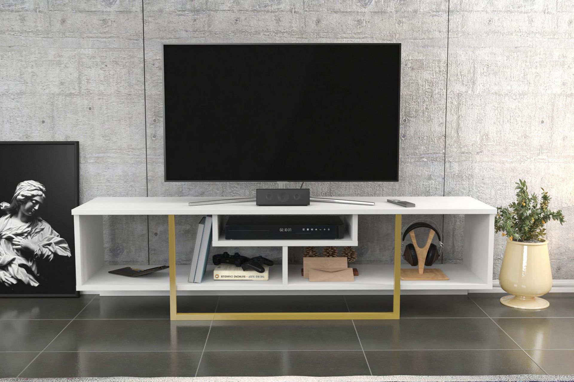 Rinorea Tv-benk 150x40 cm - Hvit - Møbler - Mediamøbel & tv møbel - TV-benk & mediabenk