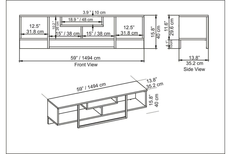 Rinorea Tv-benk 150x40 cm - Svart - TV-benk & mediabenk