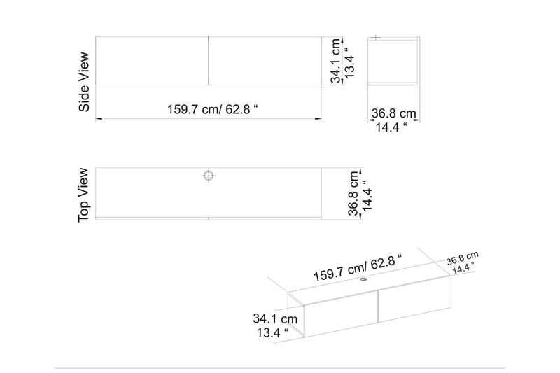 Rinorea Tv-benk 159,7x34,1 cm - Hvit - TV-benk & mediabenk