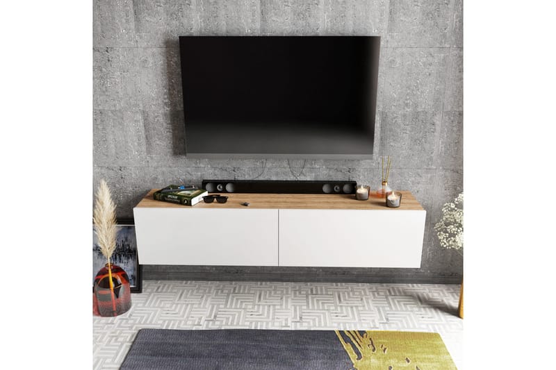 Rinorea Tv-benk 159,7x34,1 cm - Hvit - Møbler - Mediamøbel & tv møbel - TV-benk & mediabenk