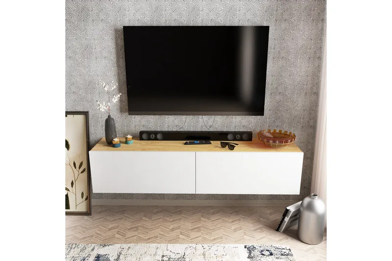 Rinorea Tv-benk 159,7x34,1 cm - Hvit - Møbler - Mediamøbel & tv møbel - TV-benk & mediabenk