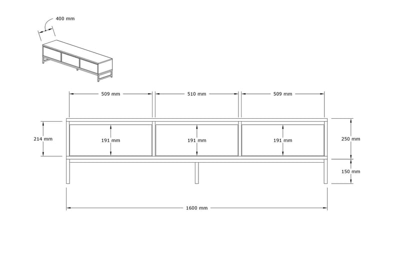 Rinorea Tv-benk 160x40 cm - Blå - TV-benk & mediabenk