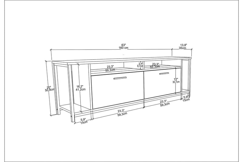 Rinorea Tv-benk 160x50,8 cm - Brun - Møbler - Mediamøbel & tv møbel - TV-benk & mediabenk