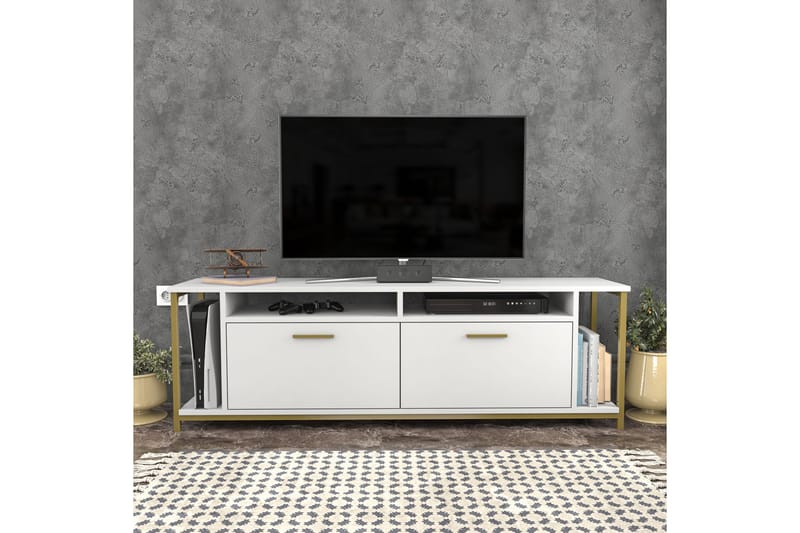 Rinorea Tv-benk 160x50,8 cm - Hvit - TV-benk & mediabenk