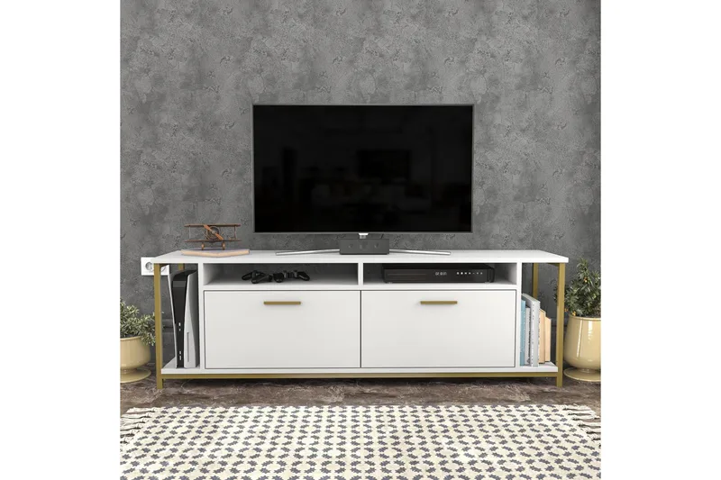 Rinorea Tv-benk 160x50,8 cm - Hvit - Møbler - Mediamøbel & tv møbel - TV-benk & mediabenk