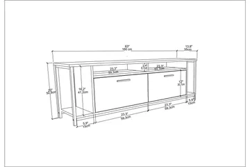 Rinorea Tv-benk 160x50,8 cm - Hvit - Møbler - Mediamøbel & tv møbel - TV-benk & mediabenk