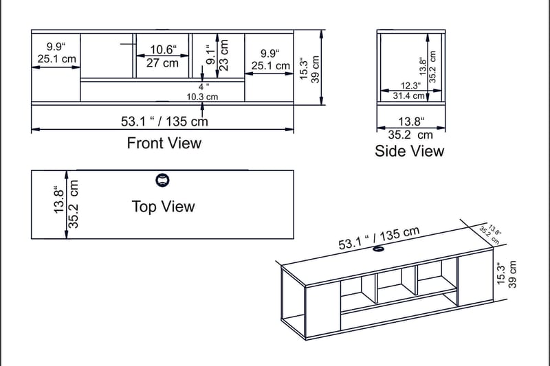 Risnabben TV-benk 135 cm - Brun - TV-benk & mediabenk