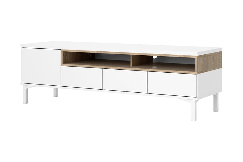 Roomers TV-benk 155,7 cm - Hvit/Eik - Møbler - Mediamøbel & tv møbel - TV-benk & mediabenk