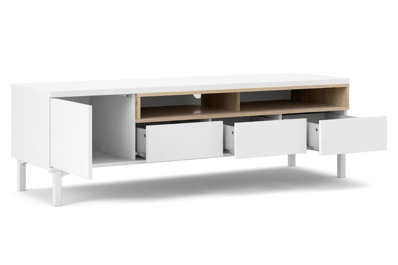 Roomers TV-benk 155,7 cm - Hvit/Eik - Møbler - Mediamøbel & tv møbel - TV-benk & mediabenk