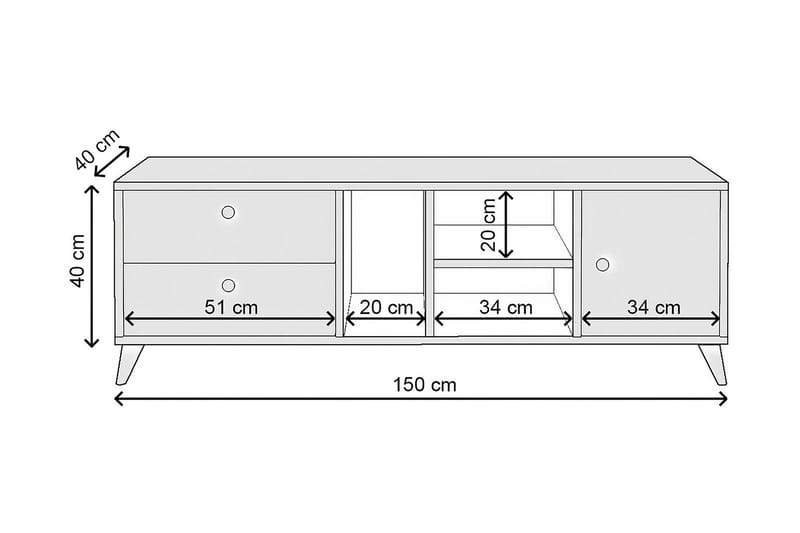 Ruelle Tv-benk 150 cm - Natur - TV-benk & mediabenk