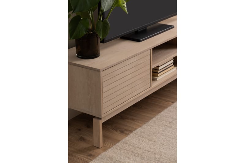 Sakie Gulvstående TV-benk 160 cm med Oppbevaring i Lyst Tre - Lys Beige - Møbler - Mediamøbel & tv møbel - TV-benk & mediabenk