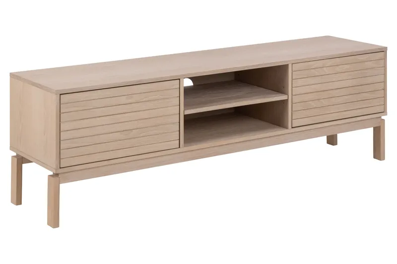 Sakie Gulvstående TV-benk 160 cm med Oppbevaring i Lyst Tre, Lys Beige
