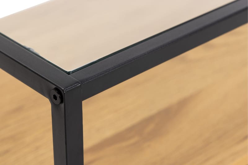 Sakila Gulvstående TV-benk 120 cm med Oppbevaring i Metall med Trehylle - Svart - Møbler - Mediamøbel & tv møbel - TV-benk & mediabenk