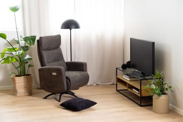 Sakila Gulvstående TV-benk 120 cm med Oppbevaring i Metall med Trehylle - Svart - Møbler - Mediamøbel & tv møbel - TV-benk & mediabenk