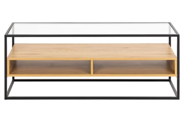 Sakila Gulvstående TV-benk 120 cm med Oppbevaring i Metall med Trehylle - Svart - Møbler - Mediamøbel & tv møbel - TV-benk & mediabenk