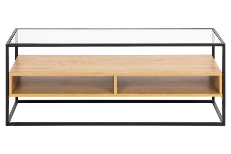 Sakila Gulvstående TV-benk 120 cm med Oppbevaring i Metall med Trehylle - Svart - Møbler - Mediamøbel & tv møbel - TV-benk & mediabenk