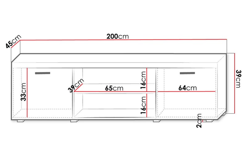 Samba TV-benk 200x45x39 cm - Hvit - Møbler - Mediamøbel & tv møbel - TV-benk & mediabenk