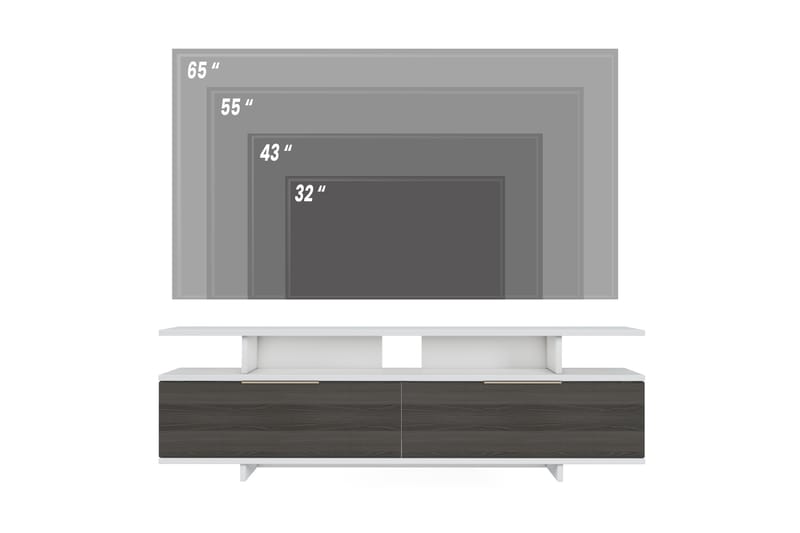 Sanjati Tv-benk 150 cm - Grå/Hvit/Valnøtt - TV-benk & mediabenk