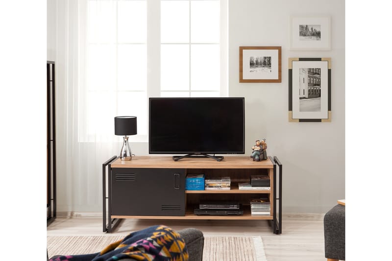 Sapphira TV-benk 130 cm - Tre/Svart - Møbler - Mediamøbel & tv møbel - TV-benk & mediabenk