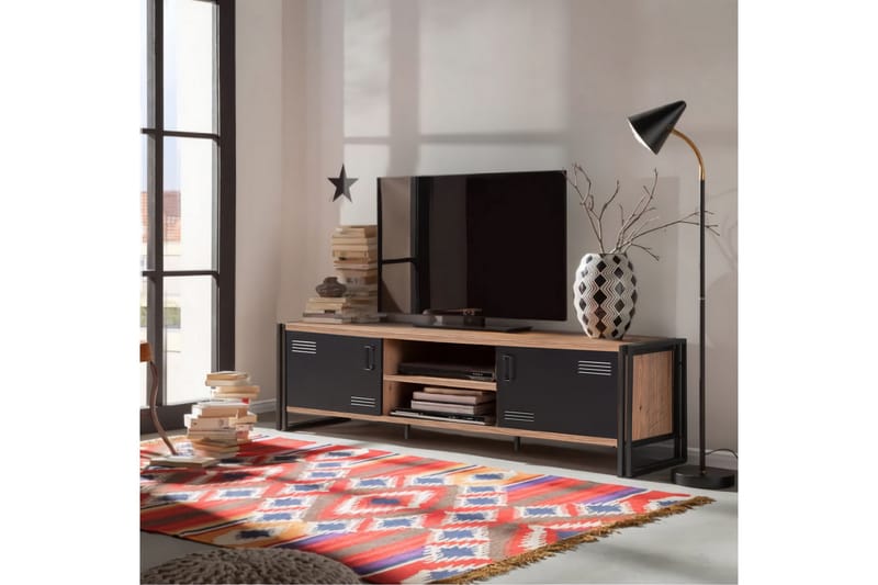 Sapphira TV-benk 180 cm - Tre/Svart - Møbler - Mediamøbel & tv møbel - TV-benk & mediabenk