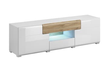 Saran TV-benk 159 cm - Eik/Hvit høyglans - Møbler - Mediamøbel & tv møbel - TV-benk & mediabenk