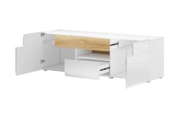 Saran TV-benk 159 cm - Eik/Hvit høyglans - Møbler - Mediamøbel & tv møbel - TV-benk & mediabenk