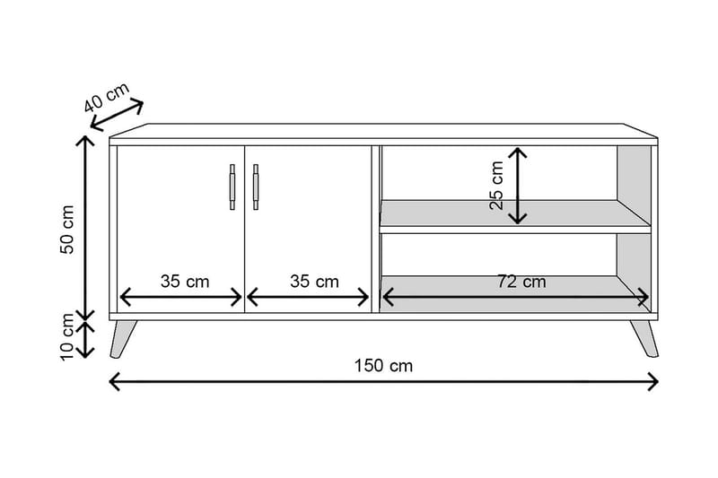 Sarisu Tv-benk 150 cm - Natur/Hvit - TV-benk & mediabenk