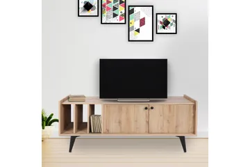 Schmida Gulvstående TV-benk 150 cm med Oppbevaring i Lyst Tre - Lysebrun - Møbler - Mediamøbel & tv møbel - TV-benk & mediabenk