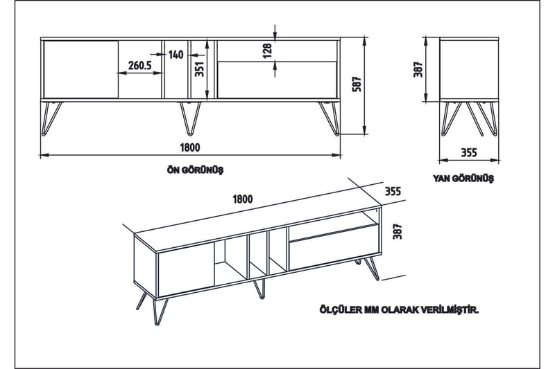 Schwefel TV-Benk 180 cm - Valnøtt|Svart|Hvit - Møbler - Mediamøbel & tv møbel - TV-benk & mediabenk