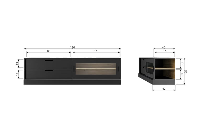 Seamas TV-benk 50x180 cm - Svart - Møbler - Mediamøbel & tv møbel - TV-benk & mediabenk