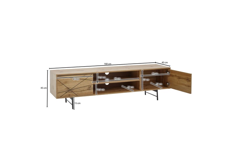 Seddik Tv-benk 45x160 cm Rektangulær - Brun - Møbler - Mediamøbel & tv møbel - TV-benk & mediabenk