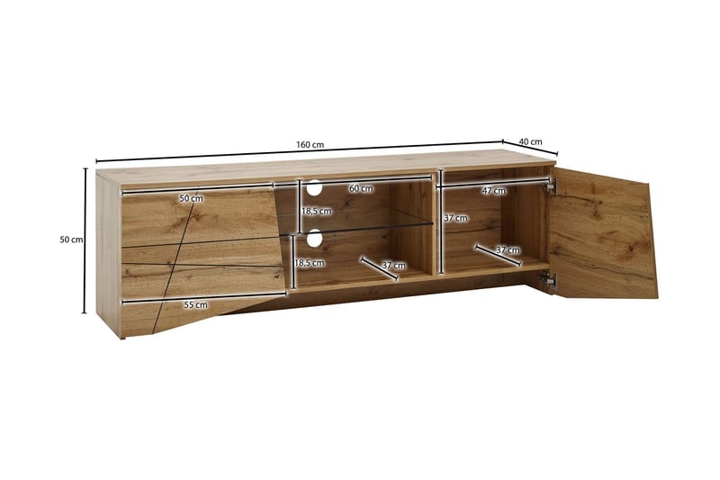 Seddik Tv-Benk 50x160 cm Rektangulær - Brun - Møbler - Mediamøbel & tv møbel - TV-benk & mediabenk