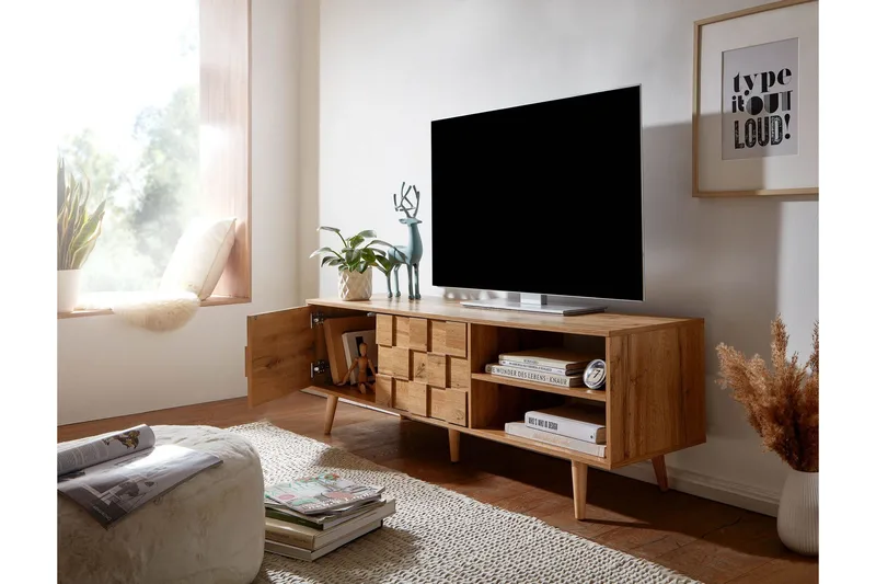 Seddik Tv-benk 51x160 cm Rektangulær - Brun - Møbler - Mediamøbel & tv møbel - TV-benk & mediabenk