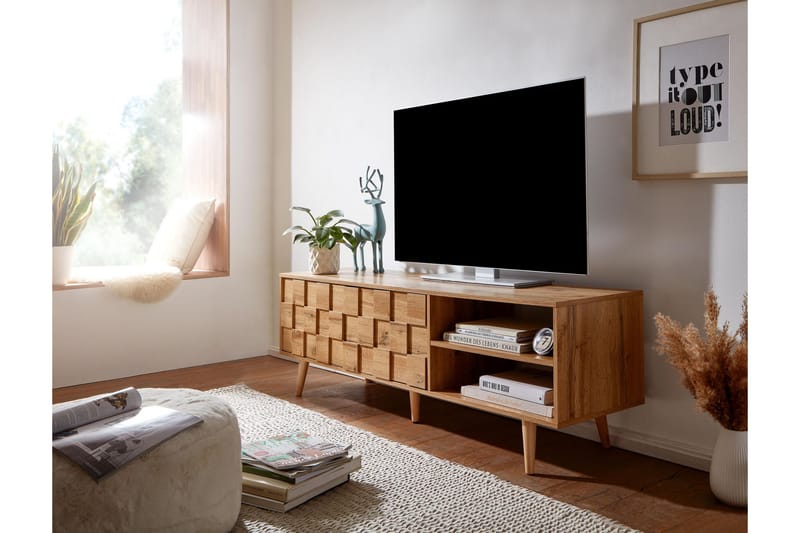 Seddik Tv-benk 51x160 cm Rektangulær - Brun - TV-benk & mediabenk