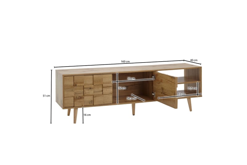 Seddik Tv-benk 51x160 cm Rektangulær - Brun - Møbler - Mediamøbel & tv møbel - TV-benk & mediabenk