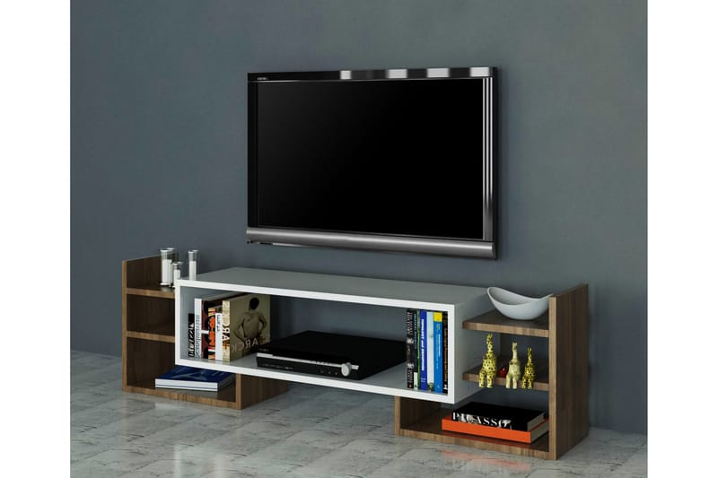 Semour TV-benk 90 cm - Hvit/Valnøtt - Møbler - Mediamøbel & tv møbel - TV-benk & mediabenk