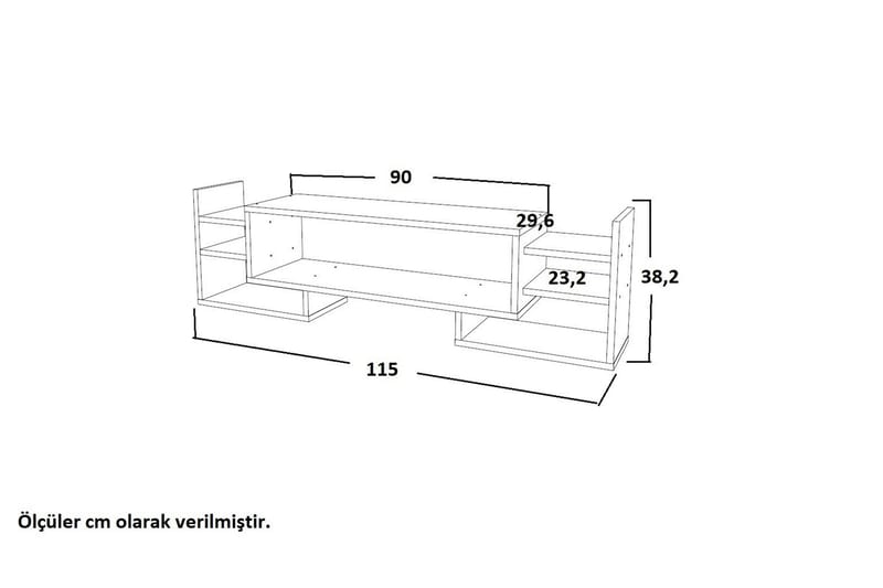 Semour TV-benk 90 cm - Hvit/Valnøtt - Møbler - Mediamøbel & tv møbel - TV-benk & mediabenk