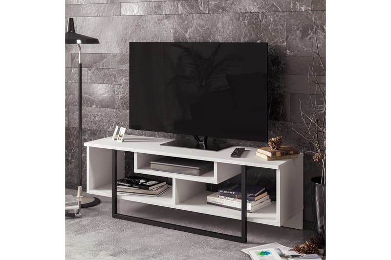 Sholly TV-Benk 119 cm - Hvit|Svart - Møbler - Mediamøbel & tv møbel - TV-benk & mediabenk